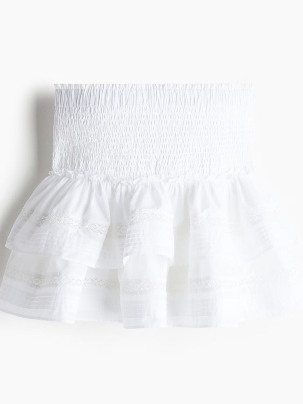 LACE-INSET TIERED SKIRT